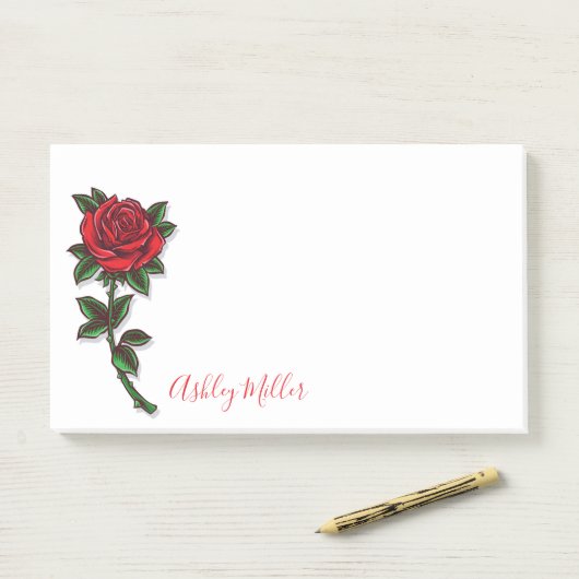 Red Rose Personalized Post-it Notes (Op bureau)