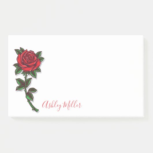 Red Rose Personalized Post-it Notes (Voorkant)