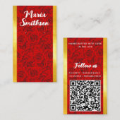 Red Rose Personalized QR Code Earling Display Kaar Visitekaartje (Voorkant / Achterkant)