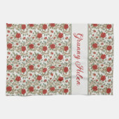 Red Rose Personalized Theedoek (Horizontaal)
