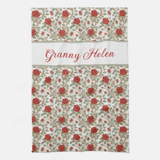 Red Rose Personalized Theedoek (Verticaal)