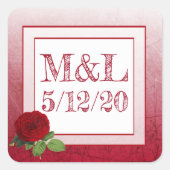Red Rose Personalized Wedding Stickers (Voorkant)
