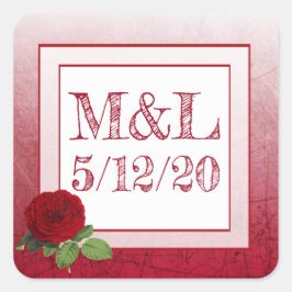 Red Rose Personalized Wedding Stickers