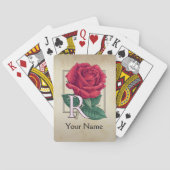 Red Rose Persoonlijk Monogram Pokerkaarten (Achterkant)