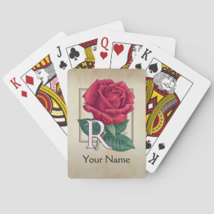Red Rose Persoonlijk Monogram Pokerkaarten