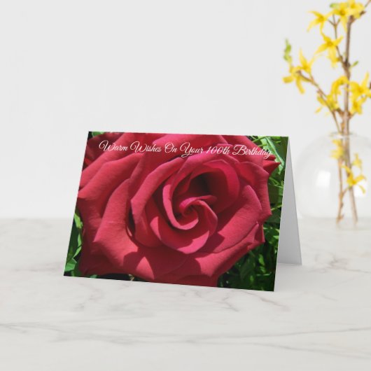 Red Rose Persoonlijke 100e verjaardag Kaart (Gele Bloem)