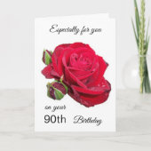Red Rose Persoonlijke 90e verjaardag Kaart (Voorkant)