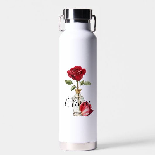 Red Rose & Petal Waterfles (Voorkant)