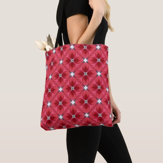 Red Rose Petals Diamond Pattern Tote Bag (Dichtbij)