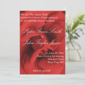 Red Rose Petals Elegant Wedding Invitations Kaart (Staand voorkant)