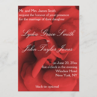 Red Rose Petals Elegant Wedding Invitations Kaart