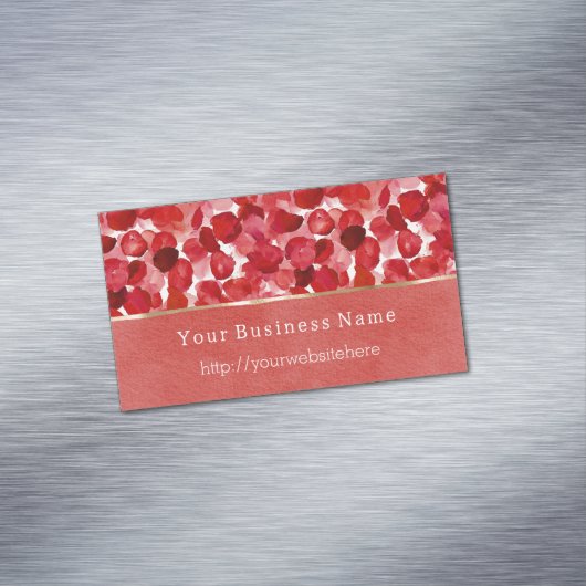 Red Rose Petals Floral Business name website Magnetisch Visitekaartje (Voorbeeld)