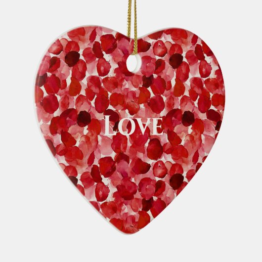 Red Rose Petals Floral Keramisch Ornament (Rechts)