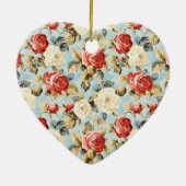 Red Rose Petals Floral Keramisch Ornament (Achterkant)