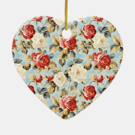 Red Rose Petals Floral Keramisch Ornament (Achterkant)