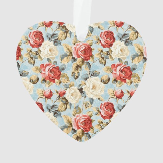 Red Rose Petals Floral Ornament (achterkant)