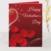 Red Rose Petals Heart Glossy Romantic Valentijn Kaart (Gele Bloem)