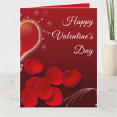 Red Rose Petals Heart Glossy Romantic Valentijn Kaart (Voorkant)