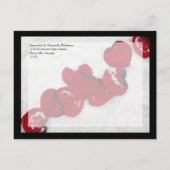 Red Rose Petals in sneeuw, winterhuwelijk Aankondigingskaart (Achterkant)