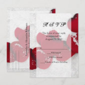 Red Rose Petals in sneeuw, winterhuwelijk Uitnodiging Briefkaart (Voorkant / Achterkant)