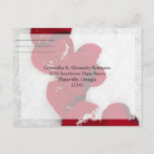 Red Rose Petals in sneeuw, winterhuwelijk Uitnodiging Briefkaart (Achterkant)
