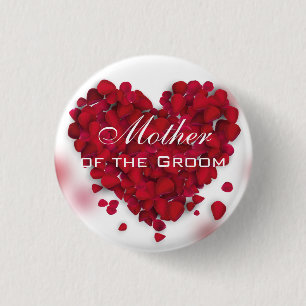 Red Rose Petals Love Heart Moeder of the Groom Ronde Button 3,2 Cm