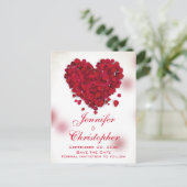 Red Rose Petals Love Heart Save the Date Aankondigingskaart (Staand voorkant)