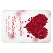 Red Rose Petals Love Heart Save the Date Magneet (Horizontaal)