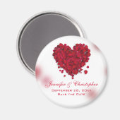 Red Rose Petals Love Heart Save the Date Magneet (Voorkant / Achterkant)