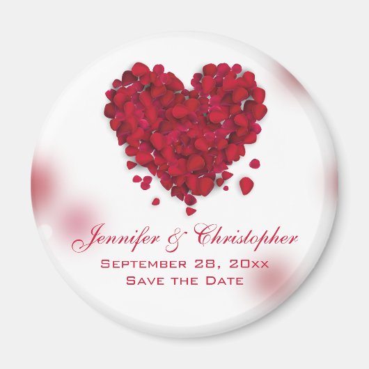 Red Rose Petals Love Heart Save the Date Magneet (Voorkant)
