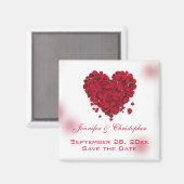 Red Rose Petals Love Heart Save the Date Magneet (Voorkant / Achterkant)
