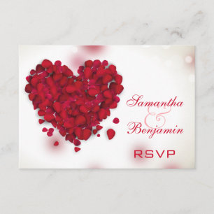 Red Rose Petals Love Heart Wedding RSVP