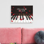 Red Rose Petals op Piano Canvas Afdruk (Insitu (Woonkamer))