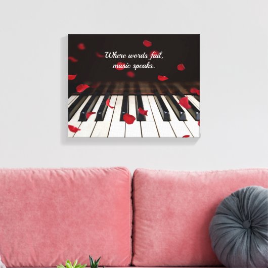 Red Rose Petals op Piano Canvas Afdruk (Insitu (Woonkamer))