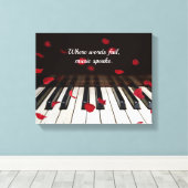 Red Rose Petals op Piano Canvas Afdruk (Insitu (Houten vloer))