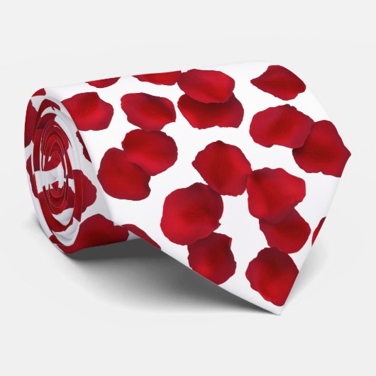 Red Rose Petals Pattern Stropdas (Opgerold)