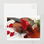 Red Rose Petals Romantic Violin Music Briefkaart (Voorkant / Achterkant)