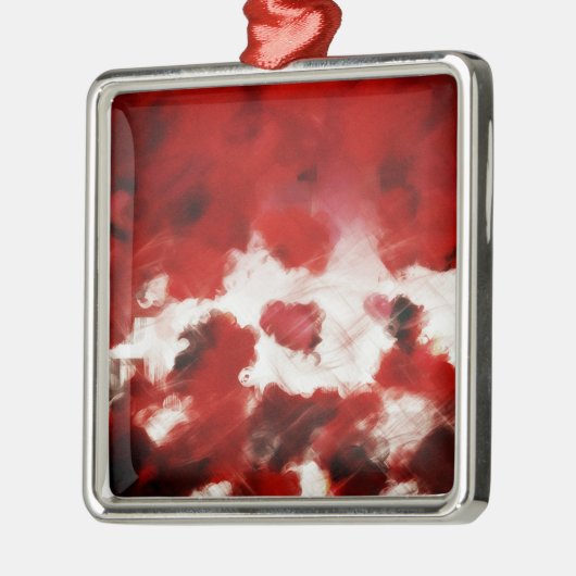 Red Rose Petals Schilderen KunstOrnamenten Metalen Ornament (Links)