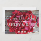 Red Rose Petals Sla de datumkaart op Save The Date (Voorkant)