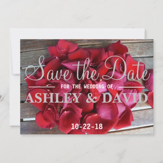 Red Rose Petals Sla de datumkaart op Save The Date (Voorkant)
