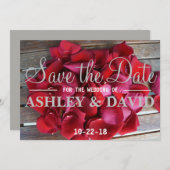 Red Rose Petals Sla de datumkaart op Save The Date (Voorkant / Achterkant)