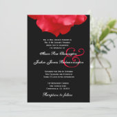 RED Rose Petals Wedding Invitation F204 Kaart (Staand voorkant)