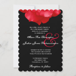 RED Rose Petals Wedding Invitation F204 Kaart
