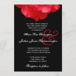 RED Rose Petals Wedding Invitation F204 Kaart