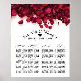 Red Rose Petals Wedding Seating Chart Poster