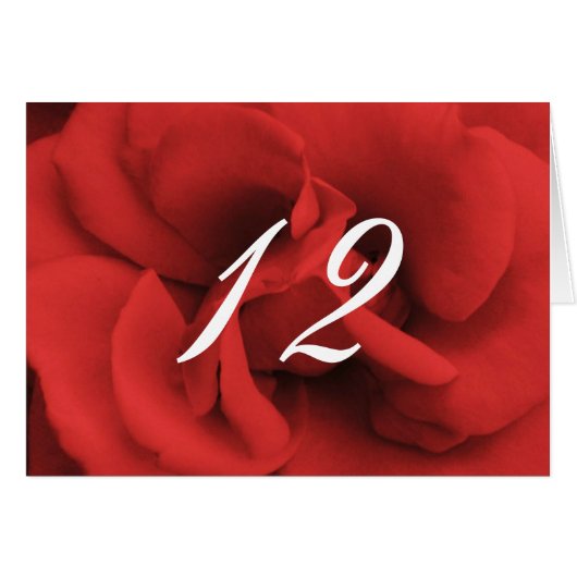 Red Rose Petals Wedding Table Numbers (Voorkant Horizontaal)