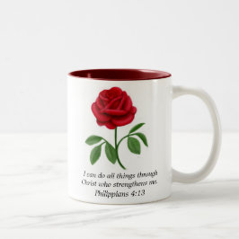 Red Rose Philippians 4:13 BijbelscriptMok Tweekleurige Koffiemok