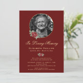 Red Rose Photo Memorial Service Kaart (Staand voorkant)
