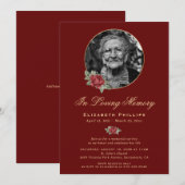 Red Rose Photo Memorial Service Kaart (Voorkant / Achterkant)