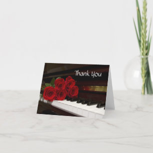 Red Rose & Piano Keys Bedankkaart